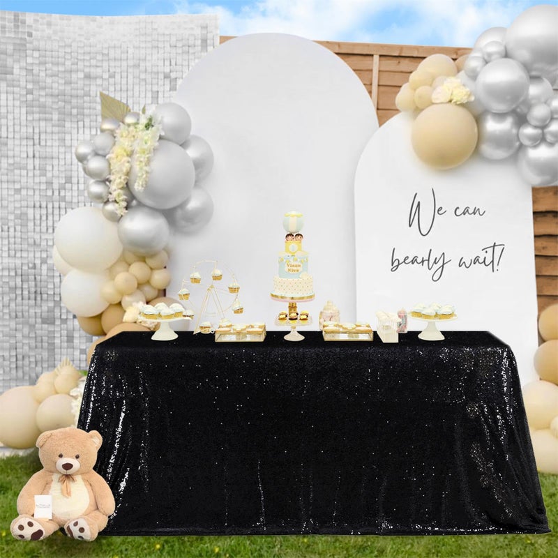 SoarDream Black Sequin Tablecloth 60x102 Inch Sequence Tablecloth Sequin Fabric Wedding Birthday Party Meeting Events Easter Table Decorations - Image 3